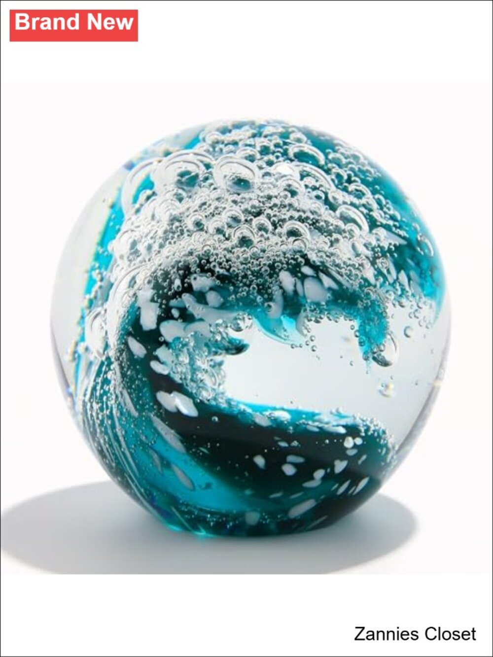 ✨Ocean Waves Hand Blown K9 Crystal Ball Collectible Figurine Paperweight